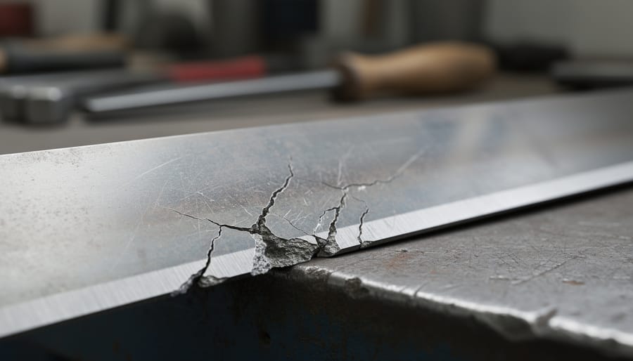 Macro close-up of a wind turbine blade with visible scuffs and surface damage.